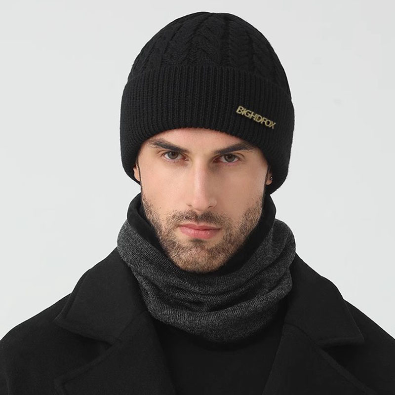 Wool Glove Lined - หมวกหมวกสําหรับชาย 50% Merino ขนสัตว์ถักหมวกฤดูหนาว Neckerchief ถุงมือชุดผู้หญิงหนาเรียงราย,