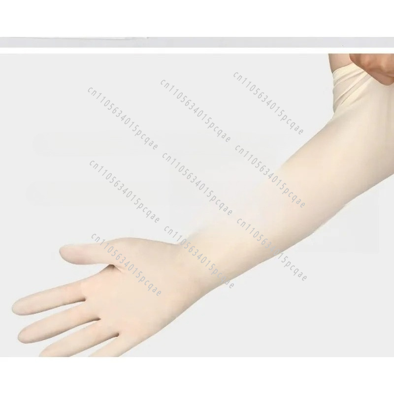 Latex Disposable Glove - ถุงมือผ่าตัดแบบใช้แล้วทิ้งชนิดยาวถึงข้อศอก ผลิตจากยางลาเท็กซ์ ผ่านการฆ่าเชื้อ สำหรับการทดสอบความปลอดเชื้อ