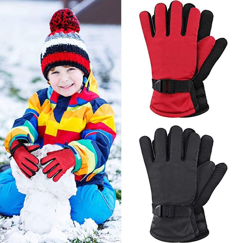 Ski Glove Waterproof - ถุงมือสกีกันลมสำหรับฤดูหนาว ถุงมือกันน้ำกันลื่นสำหรับผู้ใหญ่ ถุงมือสกีแบบหนาและอุ่น