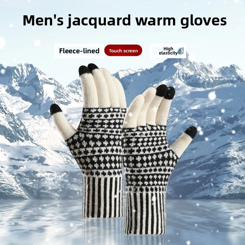 Wool Glove Lined - ถุงมือหน้าจอสัมผัสสำหรับผู้ชาย รุ่นใหม่ สำหรับฤดูหนาว บุด้วยผ้าฟลีซ ทนความหนาวเย็น เหมาะสำหรับกิจกรรมกลางแจ้ง