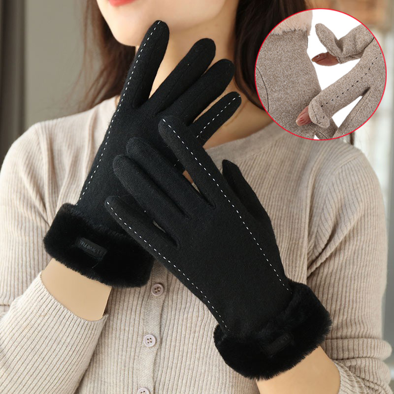ถุงมือฤดูหนาวของผู้หญิงถุงมือข - Wool Glove Lined บทวิจารณ์และราคา